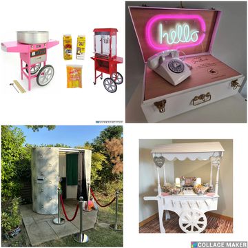 Popcorn and candy floss machine, Audio guest book, Photo booth and Candy cart