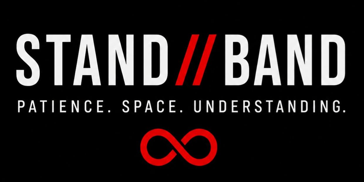 STAND BAND logo with the tagline Patience. Space. Understanding.