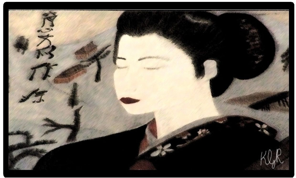 Painting by Karen Gilles-Reid called Mindfulness, which depicts an Asian woman meditating.