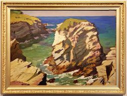 Louis Sargent (1881-1965) "Porth, Newquay" oil on board and signed by Sargent lower left.