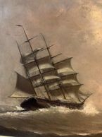 Marshall Johnson Jr. (1850-1921) Troubled Waters Oil Painting signed and brass plate with name and date of 1890