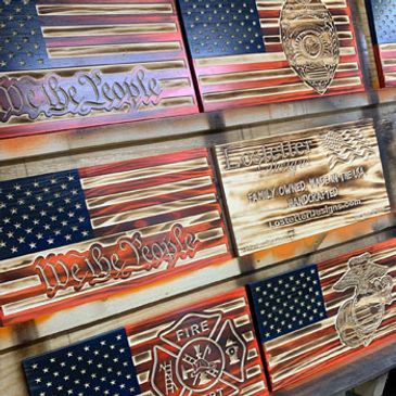 CNC Wood Flags and custom or personalized