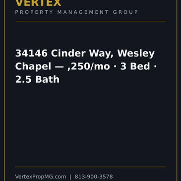 Rental listing for 34146 Cinder Way, Wesley Chapel.