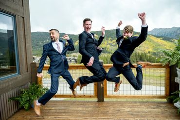 Groom and groomsmen in Copper Mountain, Colorado