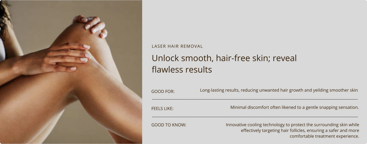Smooth legs with hands resting on their knees and laser hair removal facts.