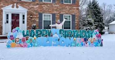 Birthday Yard Signs - Even in the snow! Teal/Light Blue
