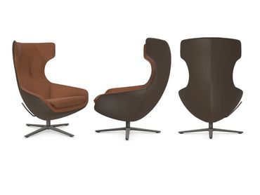 3 aanzichten van de Caruzzo fauteuil van Leolux