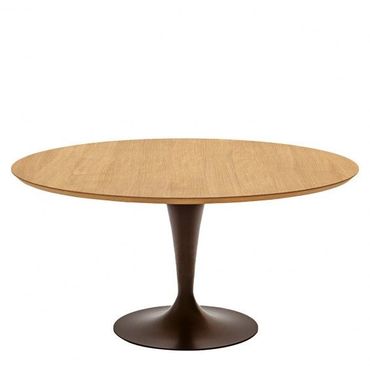 Flûte ronde stafel met eiken hout blad en slanke poot, design