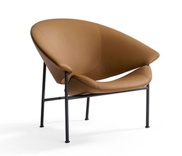 Glider fauteuil van Artifort in cognac leder, eyecatcher