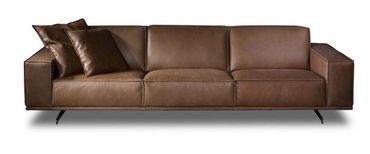 Bruine bank in leder, cartelliving