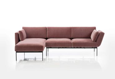 Brühl roro design in fuwelen stof, hoog op pootjes, verstelbare rugleuingen