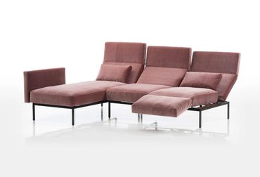 Roro design zetel van Brühl, hoog op pootjes, verstelbare rugleuningen, relax