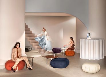 Ova Salontafels en Unda poefs, in verschillende uitvoeringen mogelijk