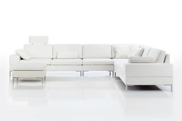 Grote hoekzetel Alba in wit leder