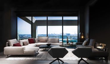 Luxe zithoek Upper van Ppadatos, beige stof, comfortabel