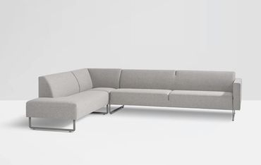 Moderne strakke tijdloze hoekbank in grijze stof, Mare van Artifort