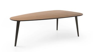 Leolux Bondi ronde eettafel in notenhout – design tafel voor woonkamer of eetkamer