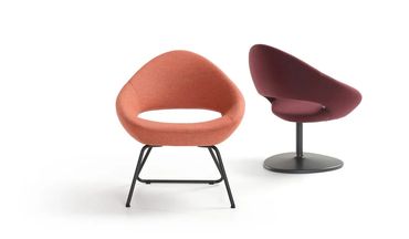 Designfauteuil Shark van Artifort, tijdloos ontwerp van René Holten. Mogelijk met poten of draaivoet