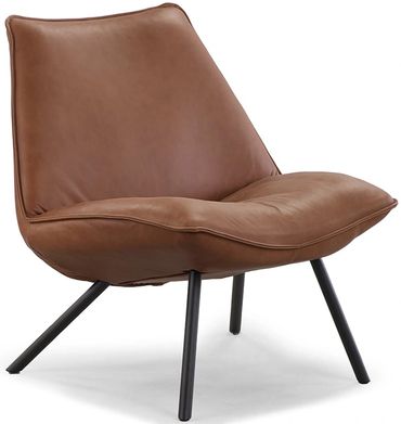 Smile fauteuil van Cartel Living op pootjes in bruin leder