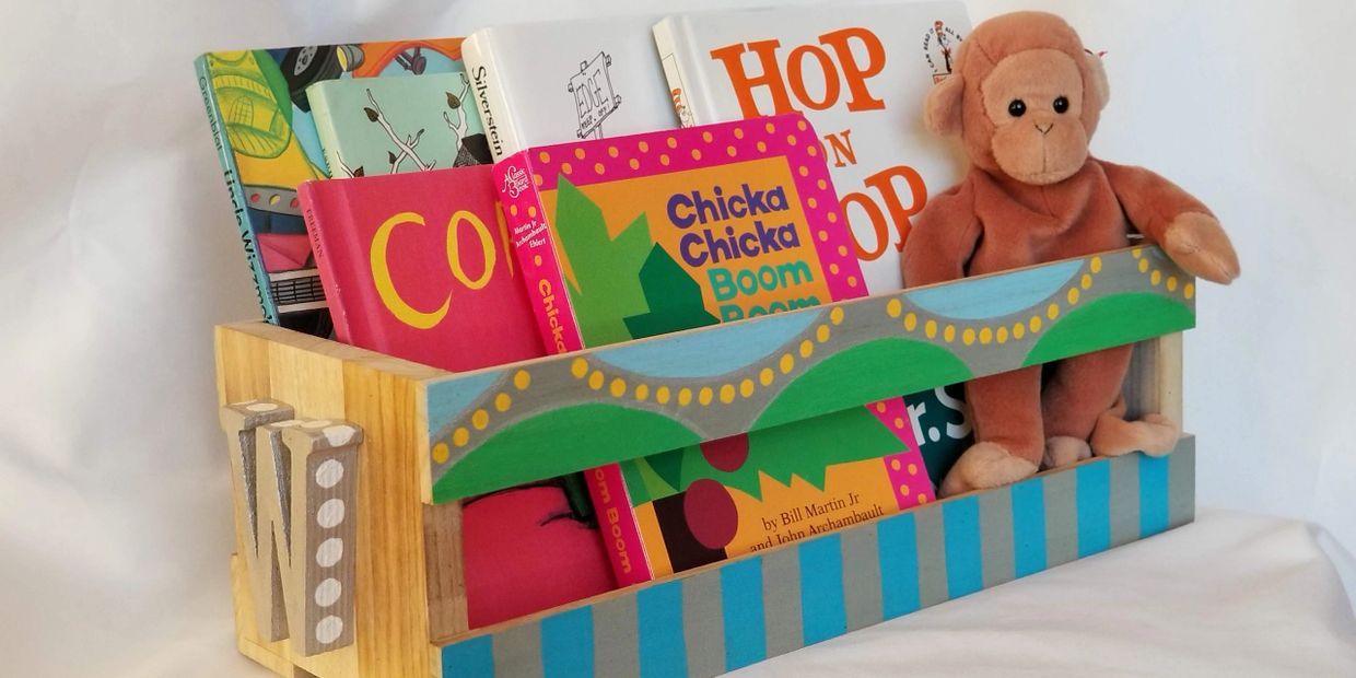 Hand Painted Custom Baby Crate, Gift Crate