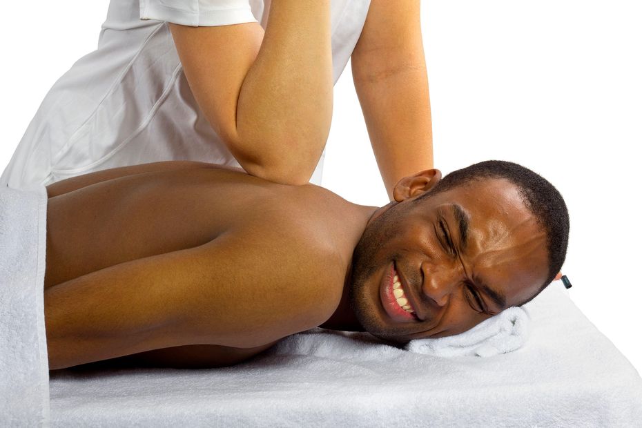 Man getting Deep Tissue Massage in Tacoma. Reasonable prices for the service. 