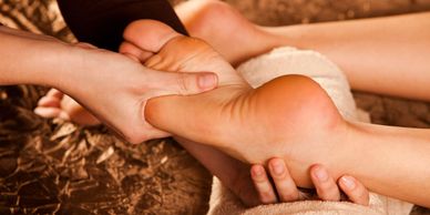 Foot massage, reflexology treatment