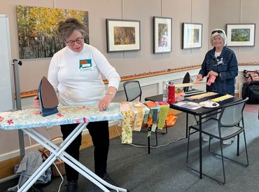 Quilters pressing scraps