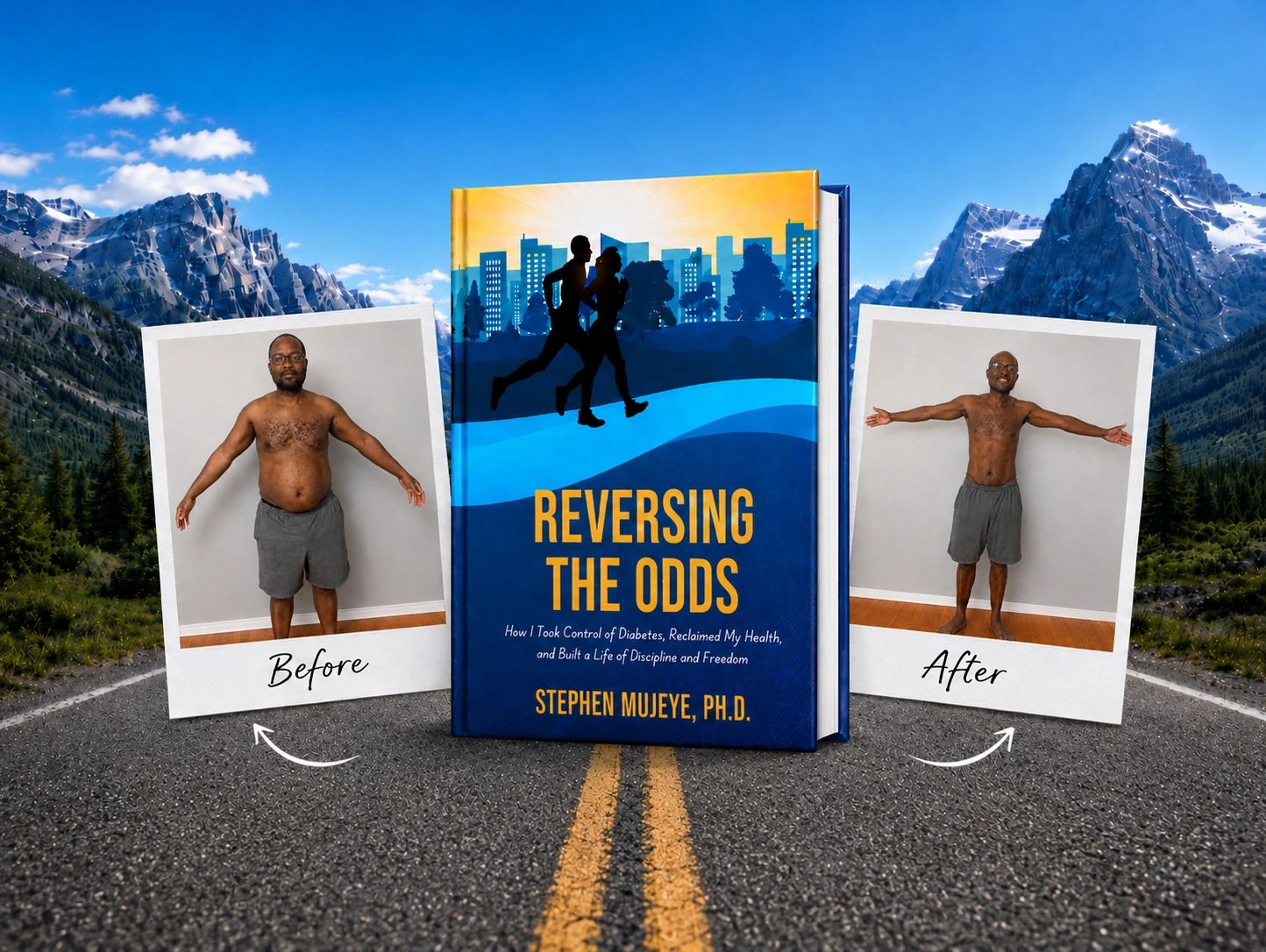 Book cover with before and after photos of a man's health transformation.