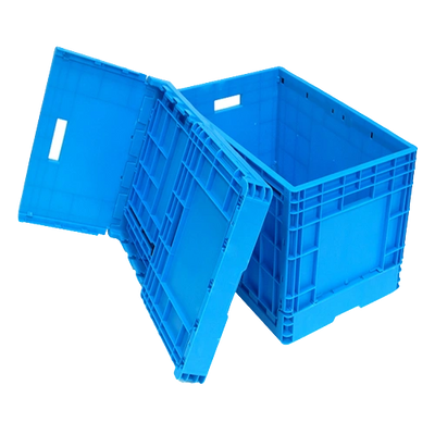 Foldable plastic crates for material storage and shipping in SCM warehouse