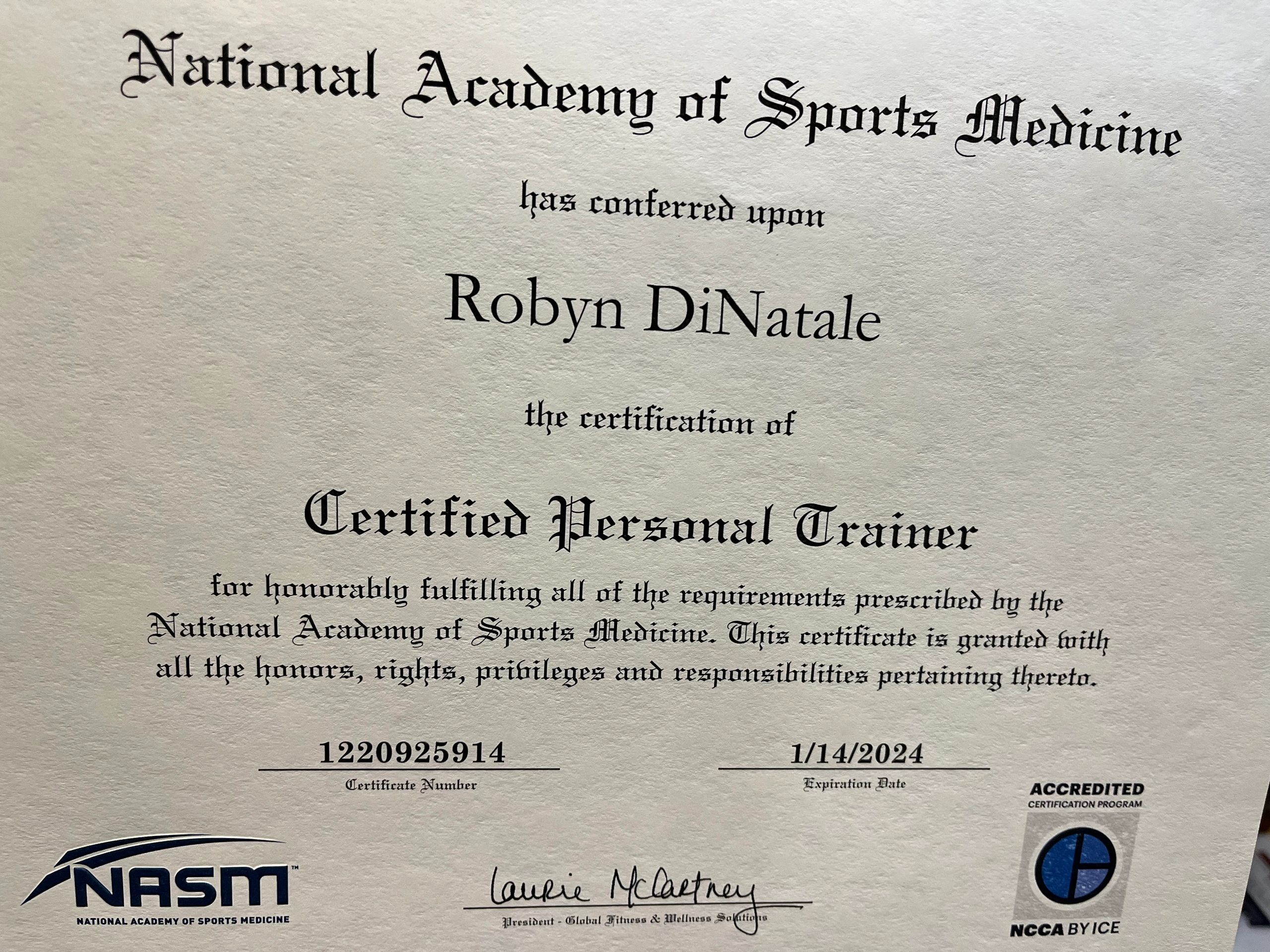 High ranking NASM certification