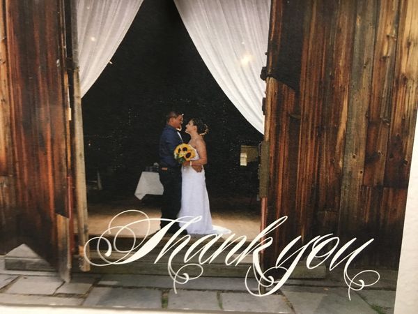One of our many thank you's from past couples
