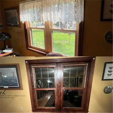 Brand new window stained to match 50+ year old trim