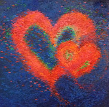 "Destiny" Original Oil Painting 48"x 48"
Two Hearts. Wendy Schaefer-Miles Abstract