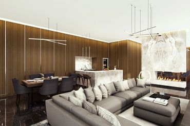 Villa interiors, mumbai villa design, open kitchen ideas, 3D render