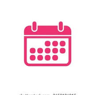 Pink calendar icon with dots.