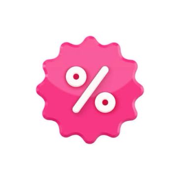 Pink percentage discount badge icon.