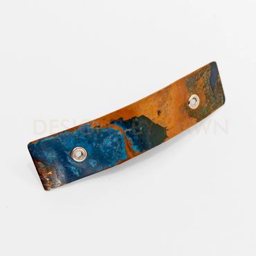 Handmade artisan copper patina folded hair barrette. Louisville, KY, Kentucky, Crestwood