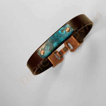 Handmade artisan copper patina leather bracelet. Louisville, KY, Kentucky, Crestwood