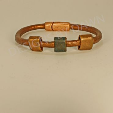 Handmade artisan copper patina tubing leather bracelet. Louisville, KY, Kentucky, Crestwood