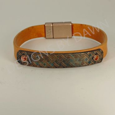 Handmade artisan copper patina leather bracelet. Louisville, KY, Kentucky, Crestwood