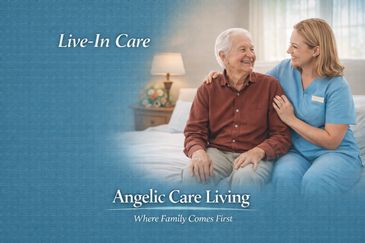 Caregiver providing live-in care to support a senior at home.