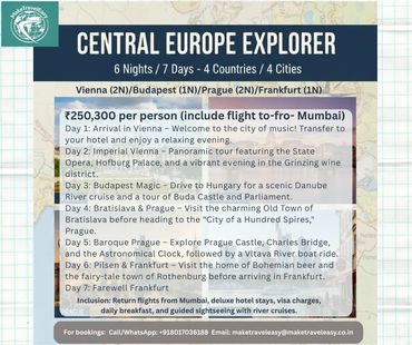 6 Nights / 7 Days: Vienna ,Bratislava & Prague ,Frankfurt
