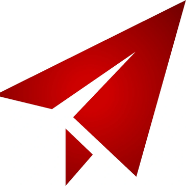 Red paper airplane icon.
