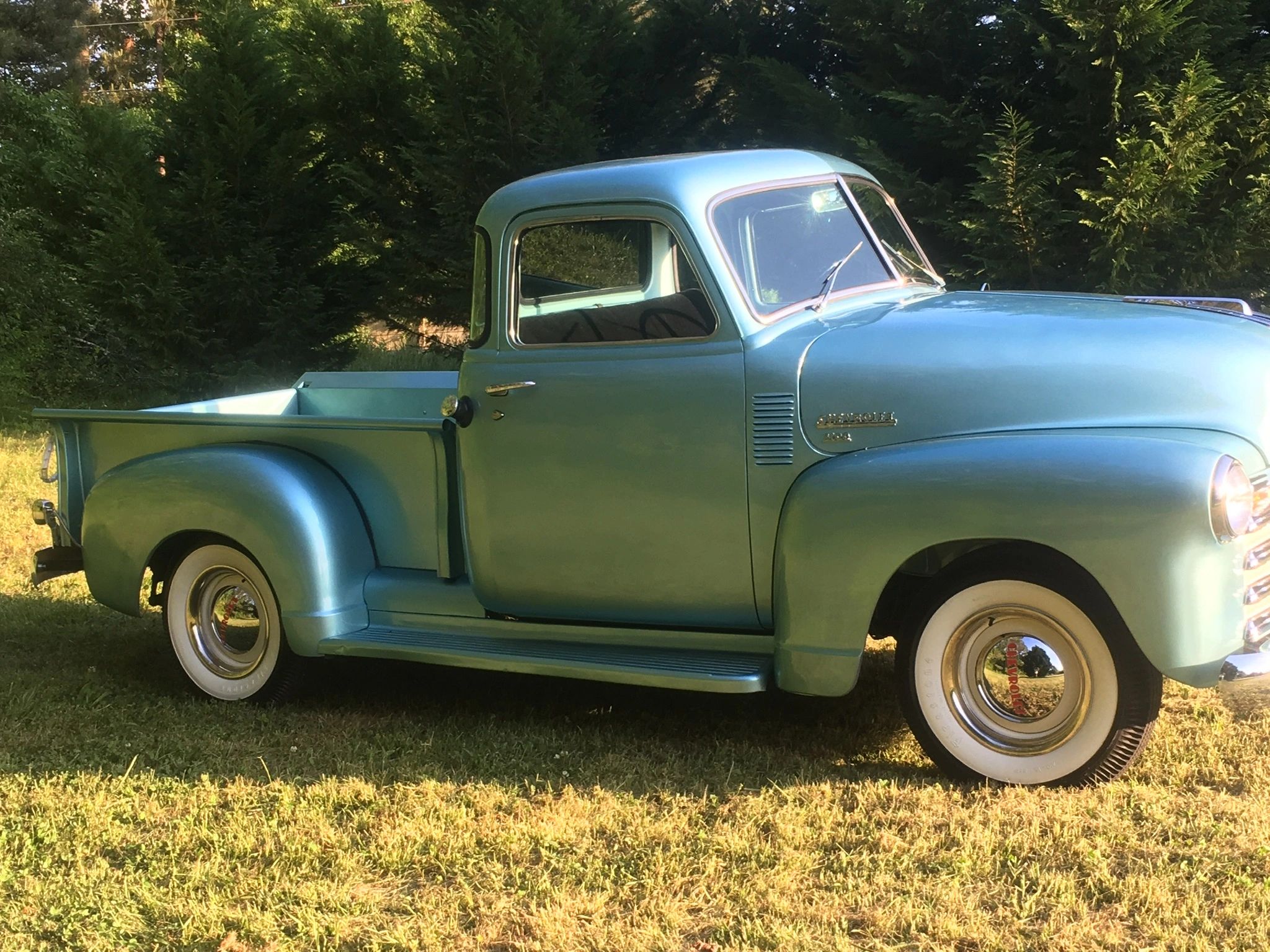 A restorated 1949 Chevy 3100 truck