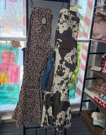 Cow print and leopsrd jeans