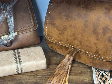 Brown and beige purses