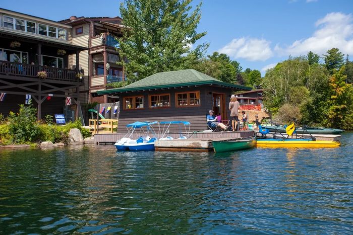 downstairs boat rental in lake placid new york on mirror lake offering kayak, canoe, paddle boards