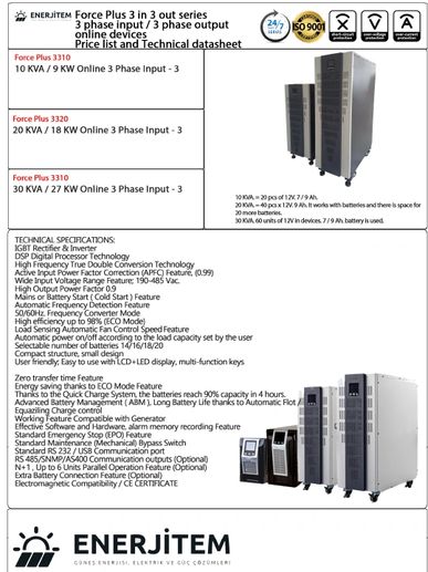 Endüstriyel tip UPS güç kaynağı cihazının kabin tipi ürün görseli