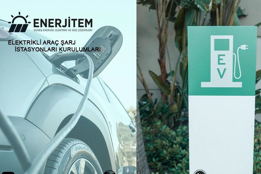 Elektrikli araçlar için kurulmuş modern bir araç şarj istasyonu görseli.