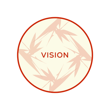 Circle with word 'VISION' and leaf pattern inside.
